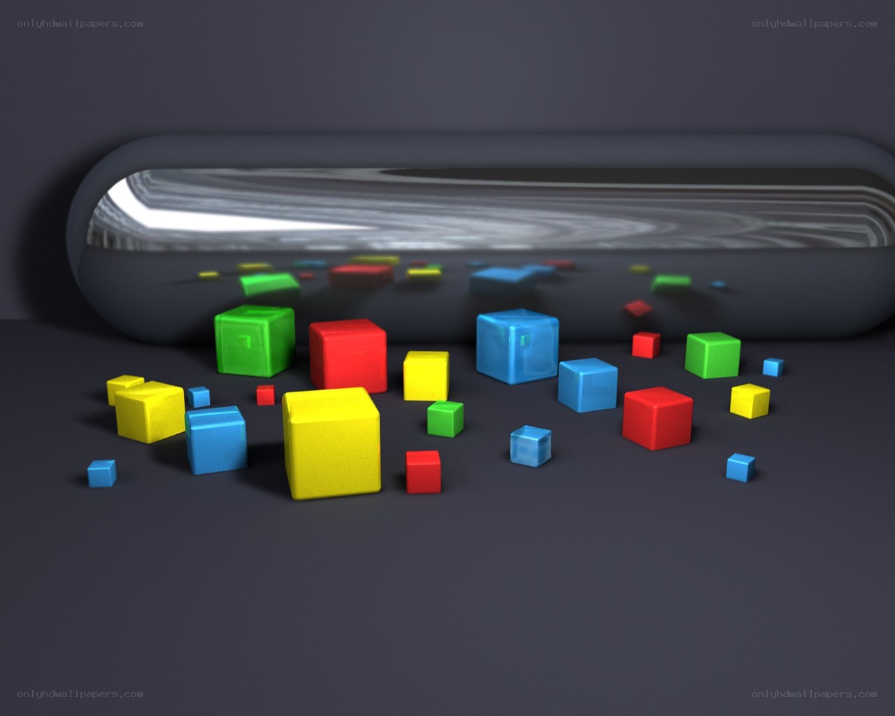 Colorful cubes in a tunnel