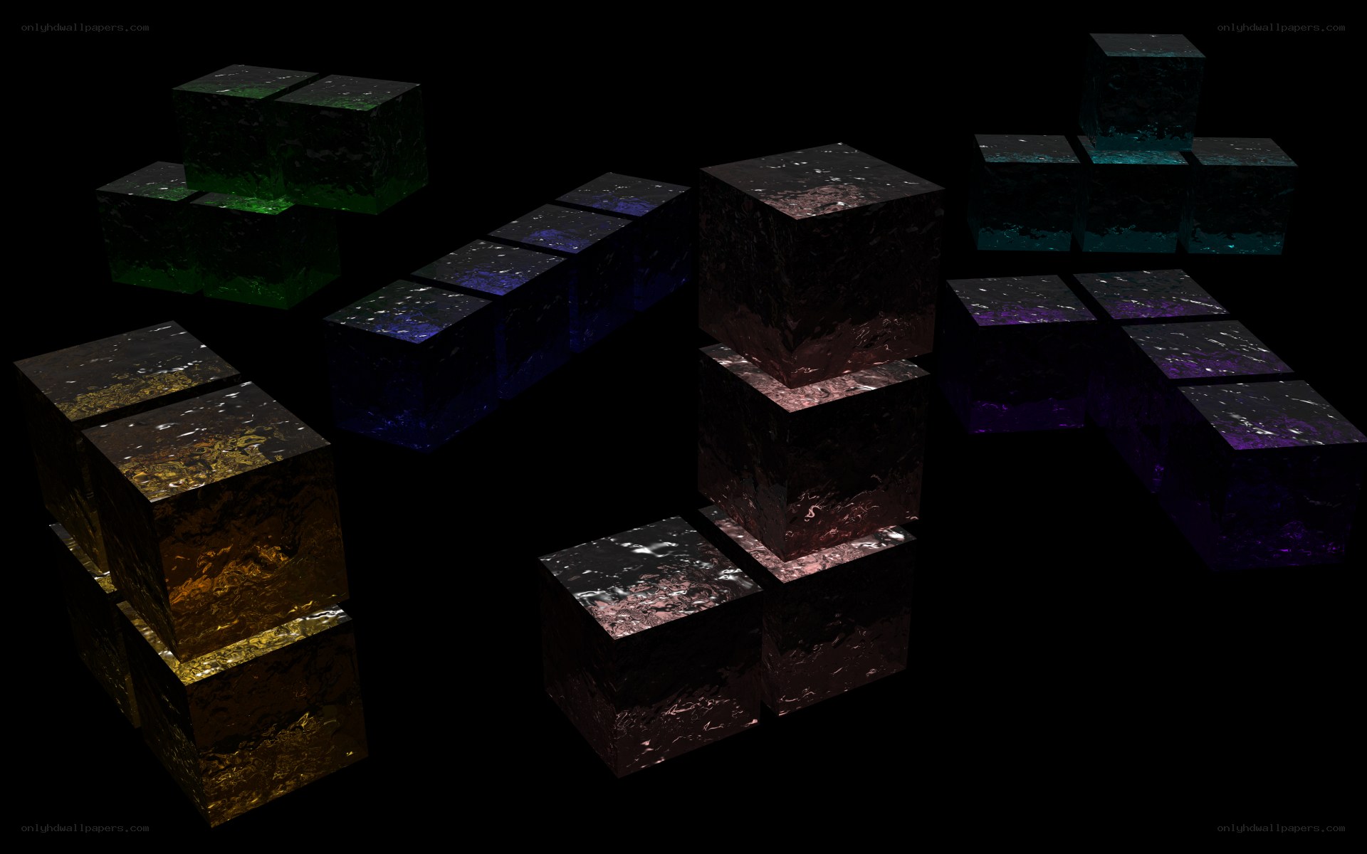 Colorful cubes in dark space