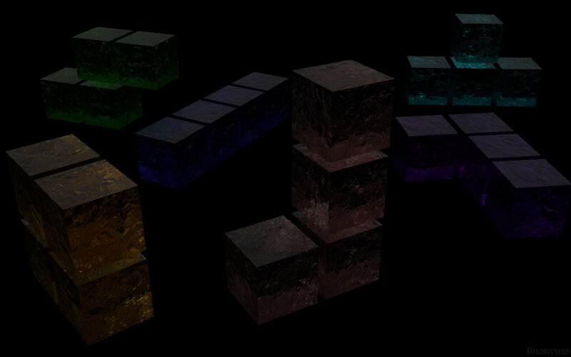 Colorful cubes in dark space