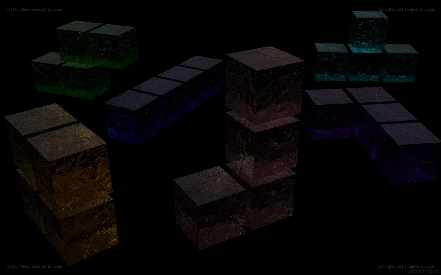 Colorful cubes in dark space