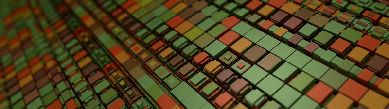 Colorful Cubes in Grid — Green, Abstract