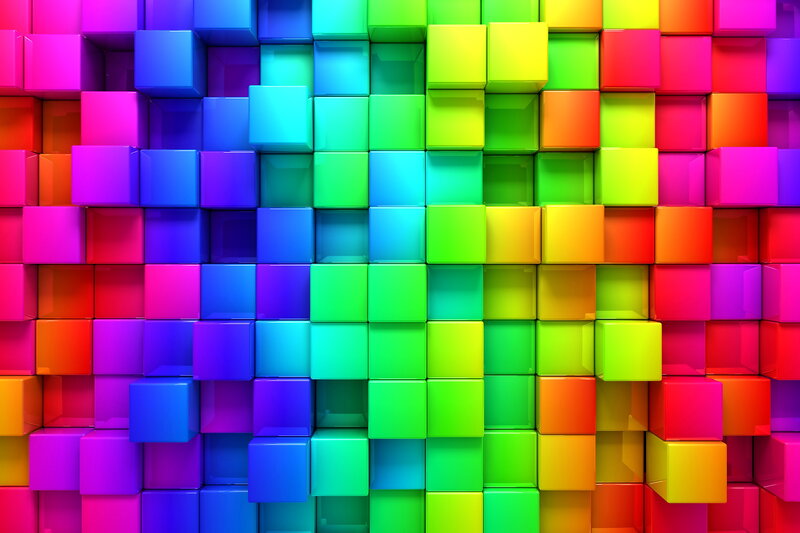 Colorful Cubes in Grid — Green