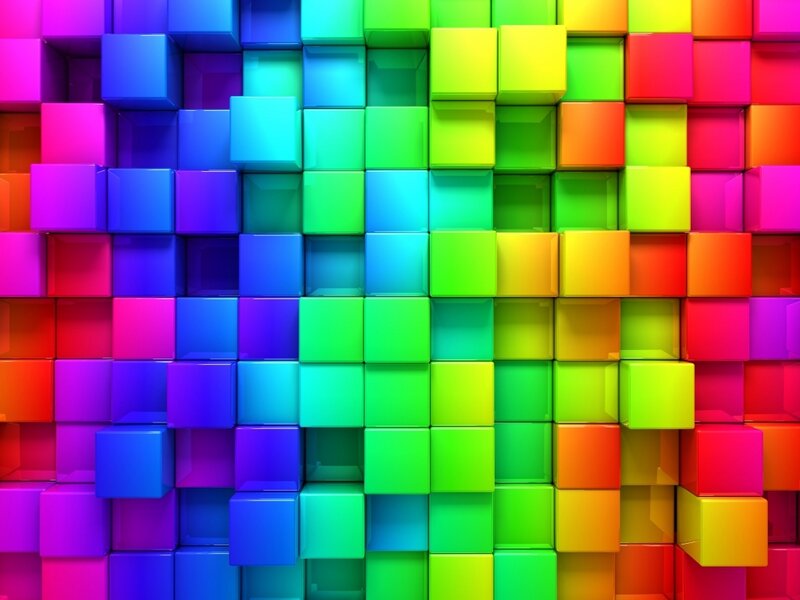 Colorful Cubes in Grid — Rainbow, Vibrant