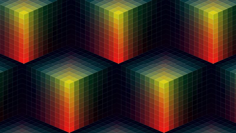 Colorful Cubes in Grid — Red