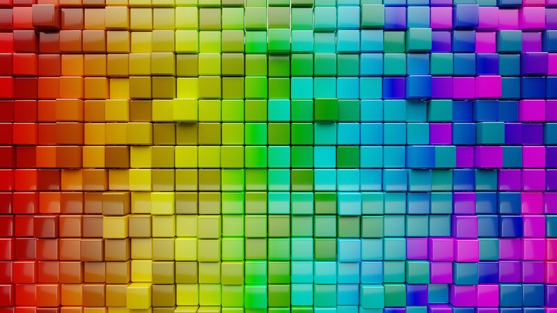 Colorful Cubes in Grid — Red, Vibrant, 3d Render