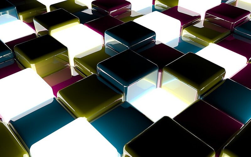Colorful Cubes in Grid — White