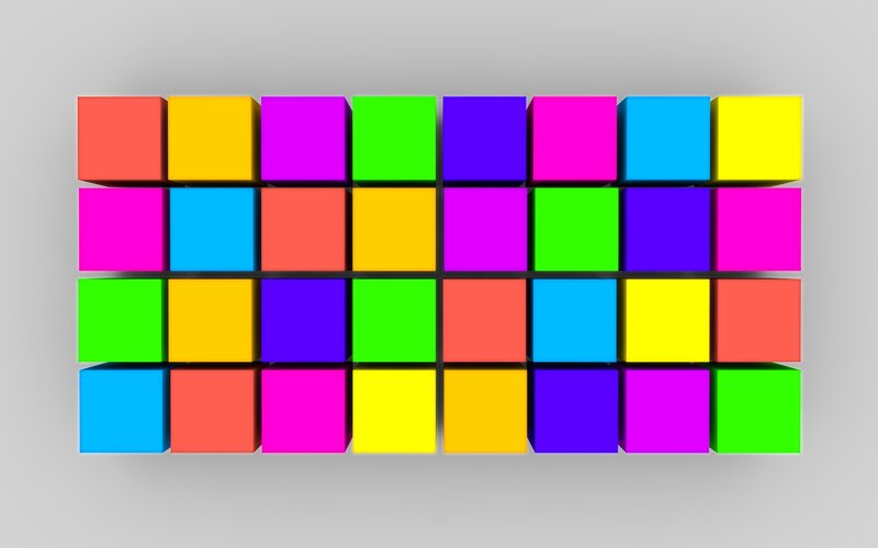 Colorful Cubes in Grid — Yellow, Vibrant