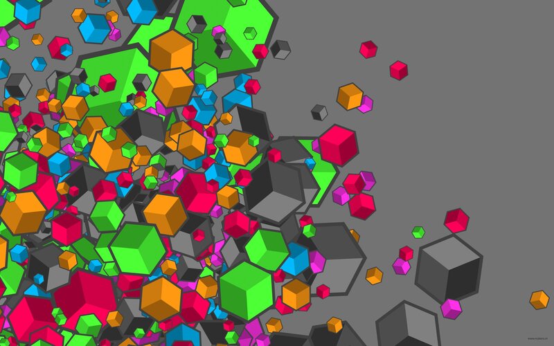 Colorful Cubes in Motion — Green, Dynamic, Digital Art
