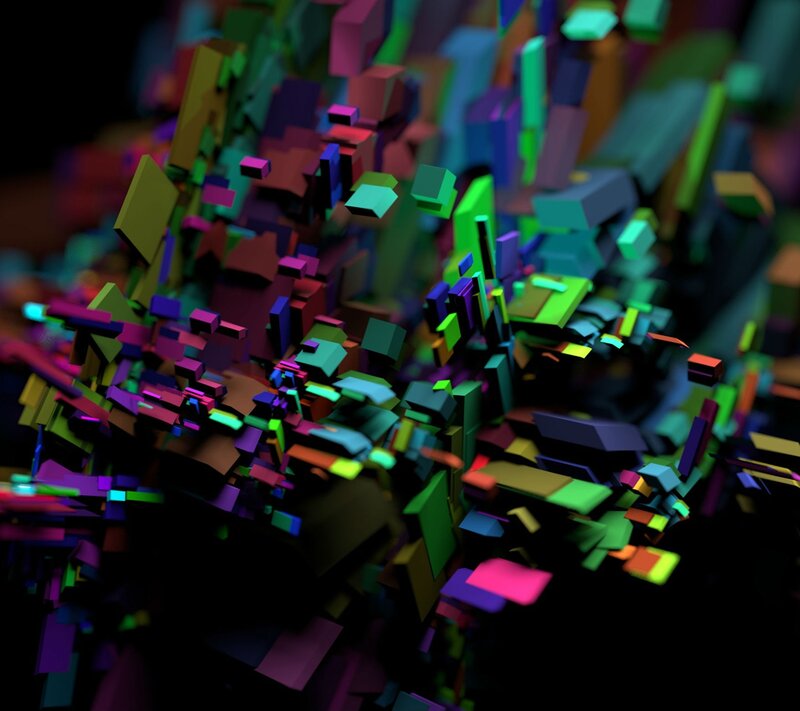 Colorful Cubes in Motion — Green, Dynamic