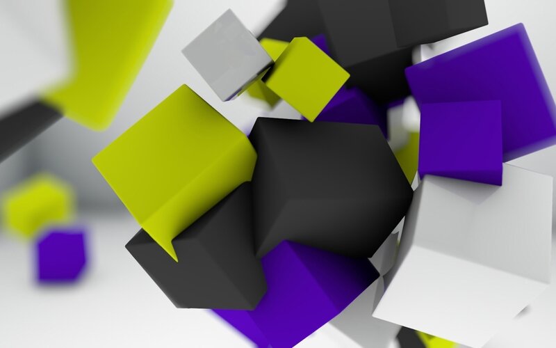 Colorful Cubes in Motion — Yellow, Dynamic, 3d Render