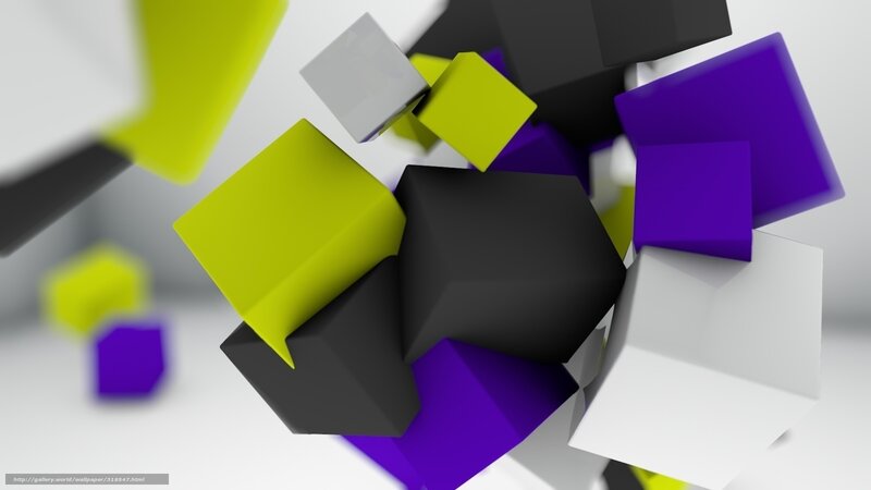 Colorful Cubes in Motion — Yellow, Dynamic