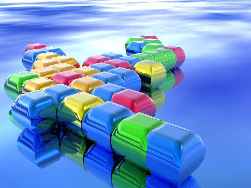 Colorful cubes in water