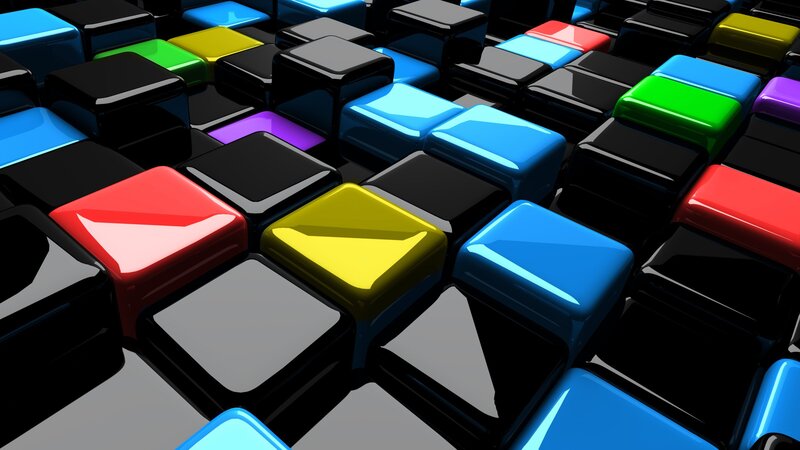 Colorful Cubes on Black — Blue