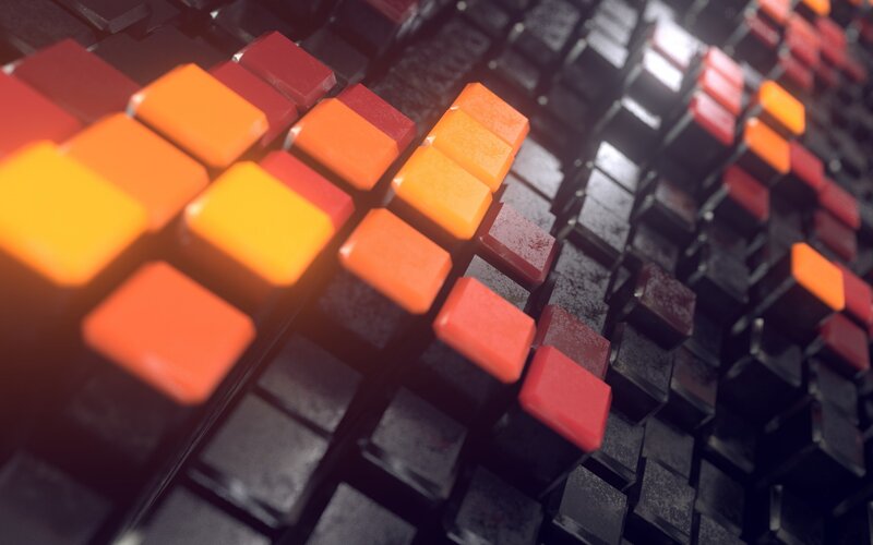 Colorful Cubes on Black Grid