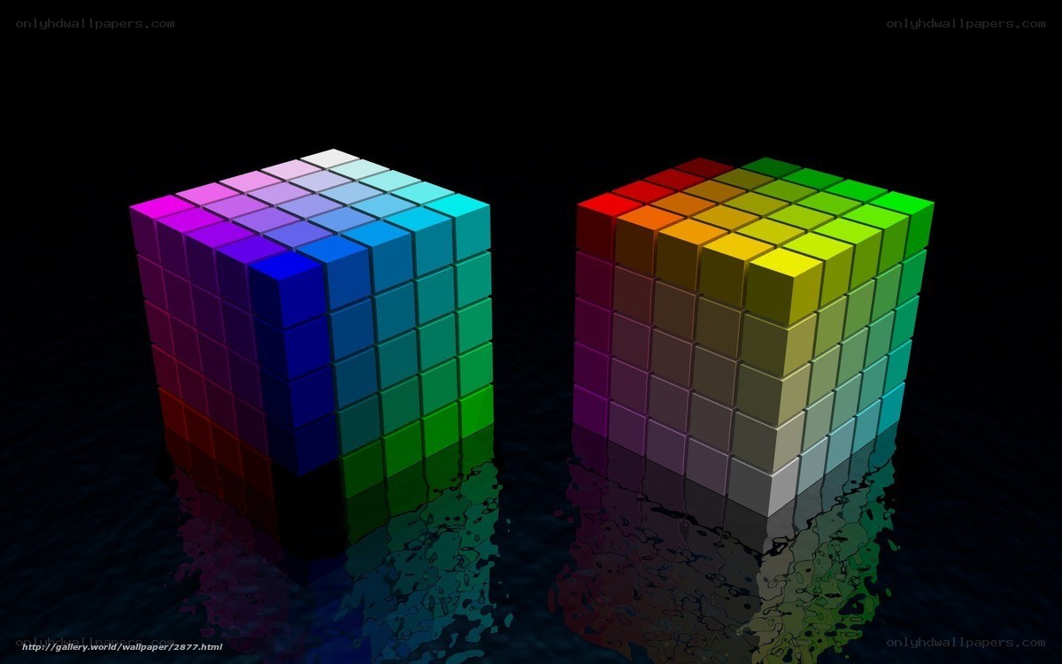 Colorful cubes on dark surface