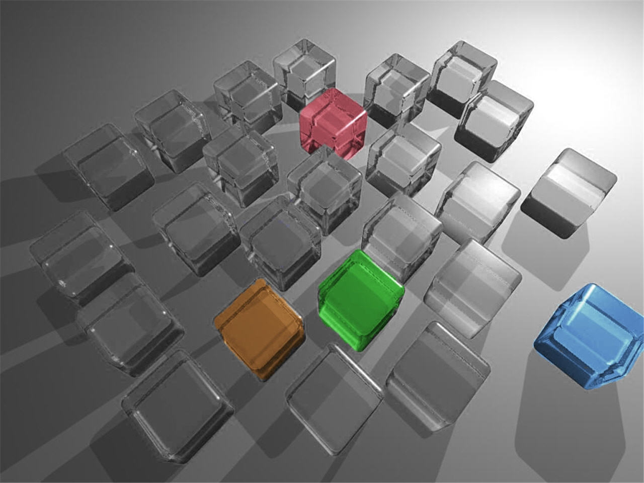 Colorful cubes on gray surface