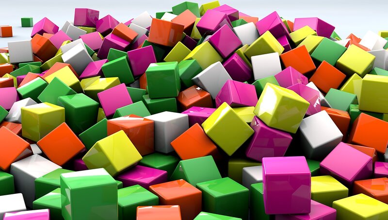 Colorful Cubes Pile — Green, Playful