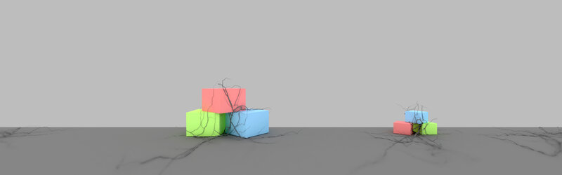 Colorful cubes with cracks