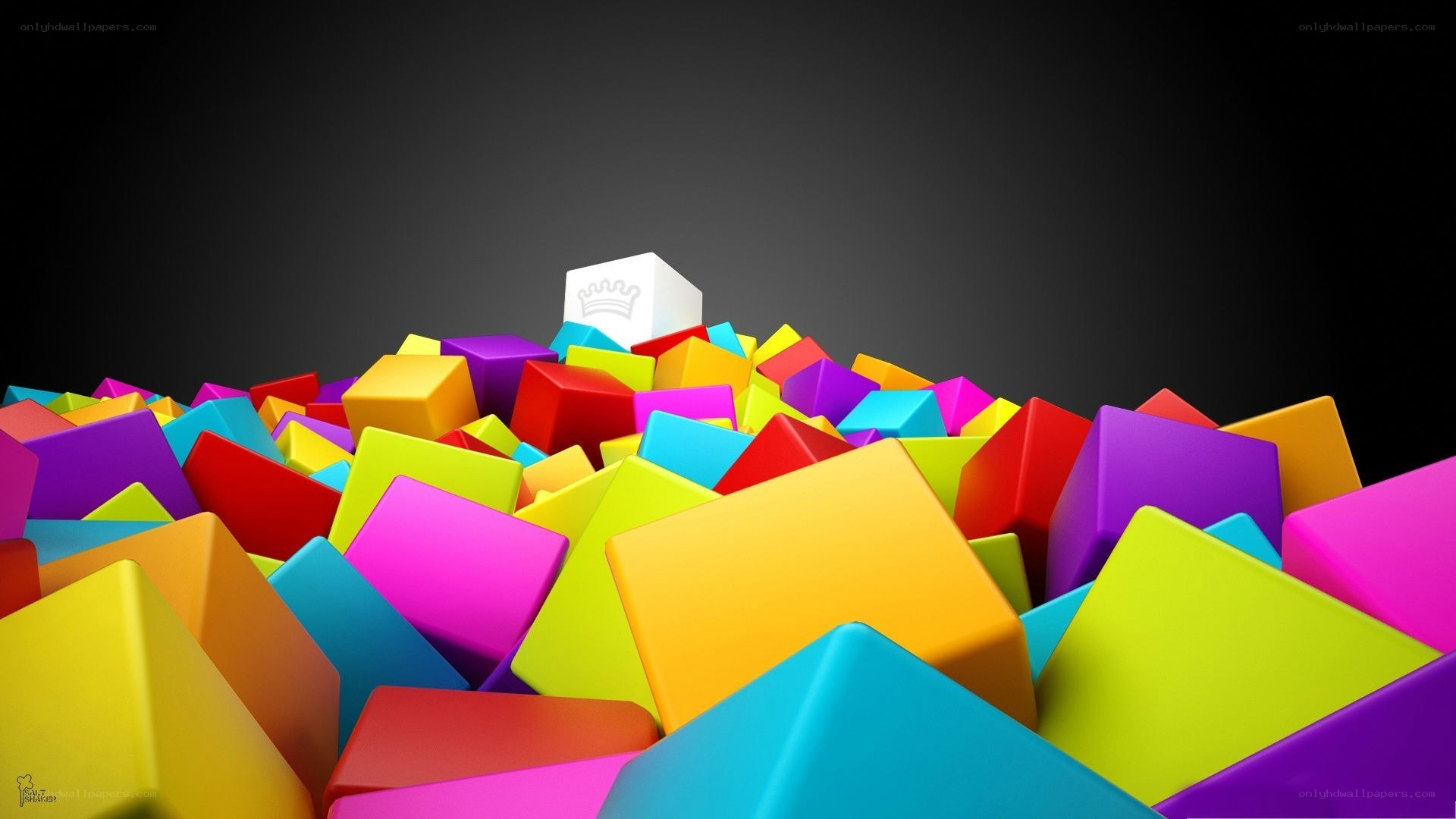 Colorful cubes with crown