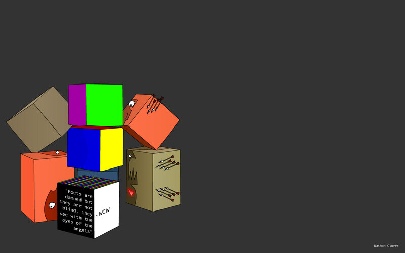 Colorful cubes with quotes
