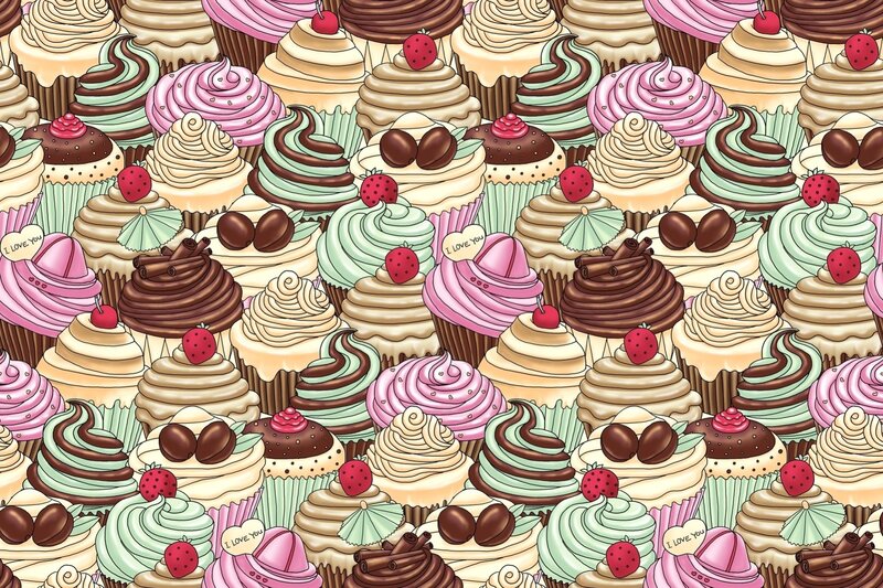 colorful cupcake pattern