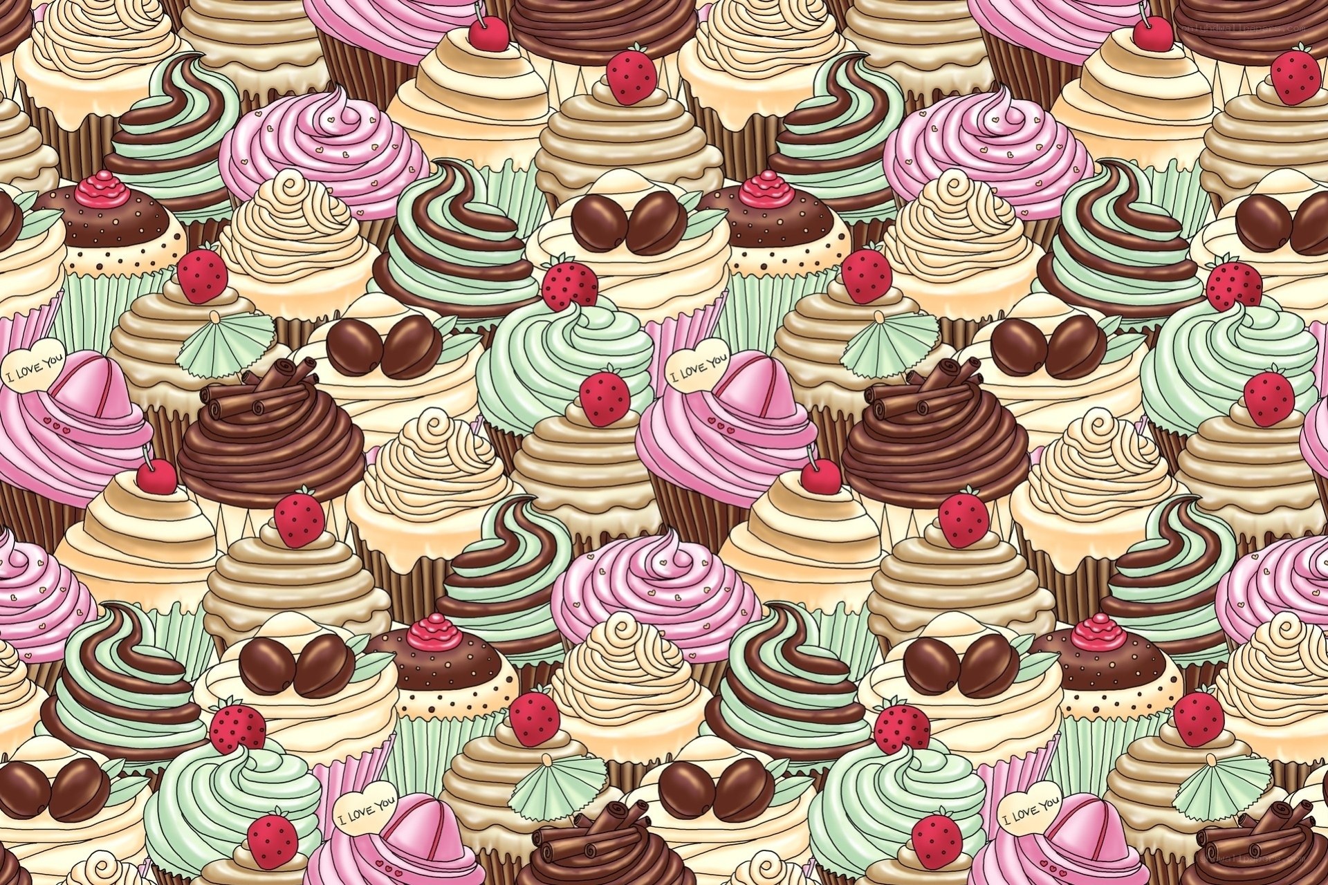 colorful cupcake pattern