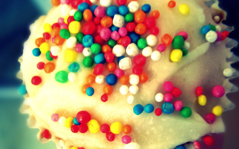 colorful cupcake with sprinkles