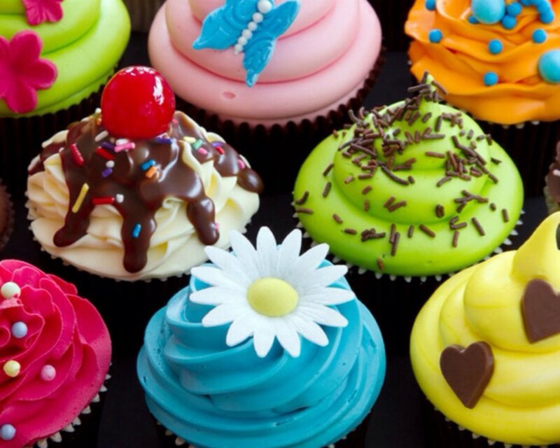 Colorful Cupcakes — Blue, Festive, Photograph