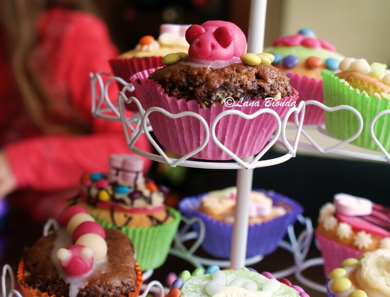 Colorful Cupcakes on Stand