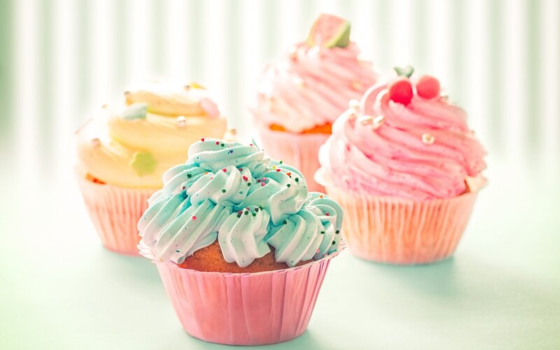 Colorful Cupcakes on Table — Pink