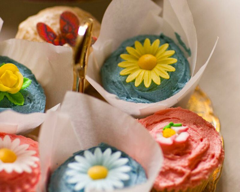 Colorful Cupcakes with Flowers