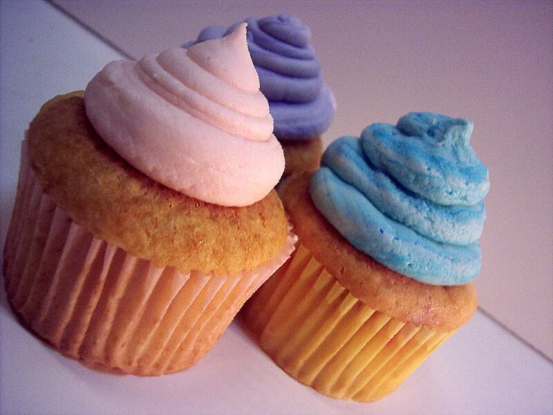 Colorful cupcakes with frosting