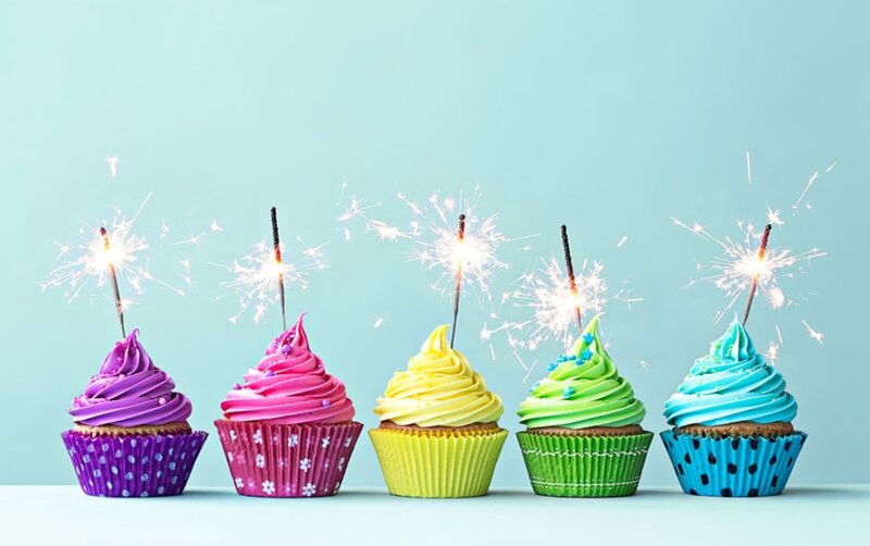 Colorful Cupcakes with Sparklers