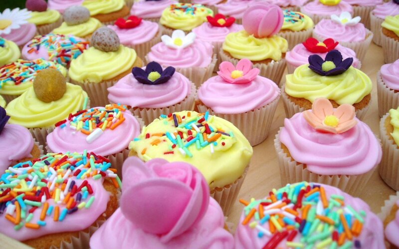 Colorful cupcakes with sprinkles