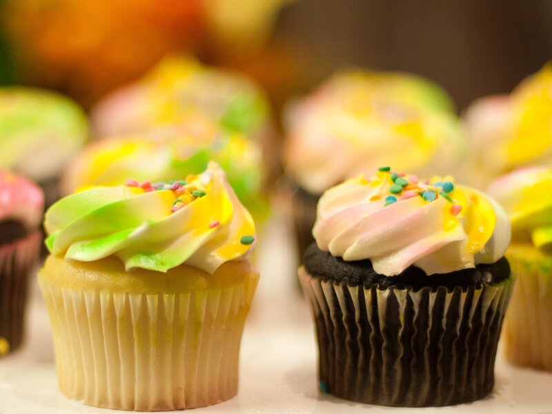 Colorful cupcakes with sprinkles