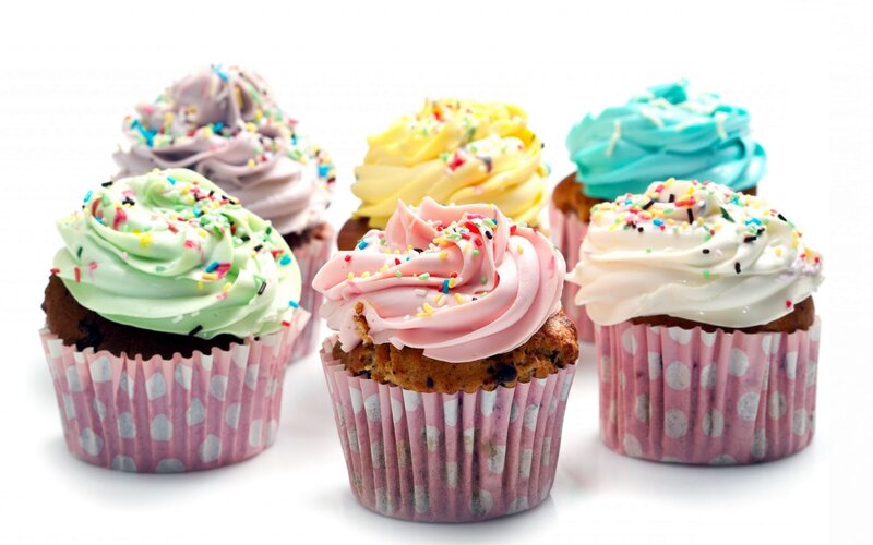 Colorful cupcakes with sprinkles