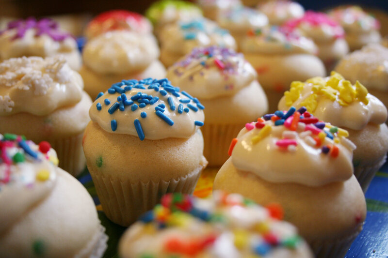 Colorful cupcakes with sprinkles