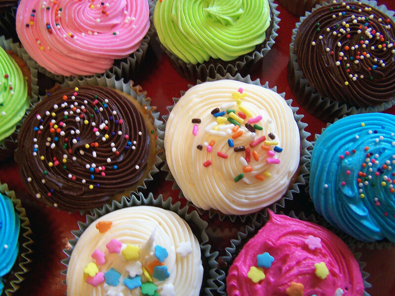 Colorful cupcakes with sprinkles