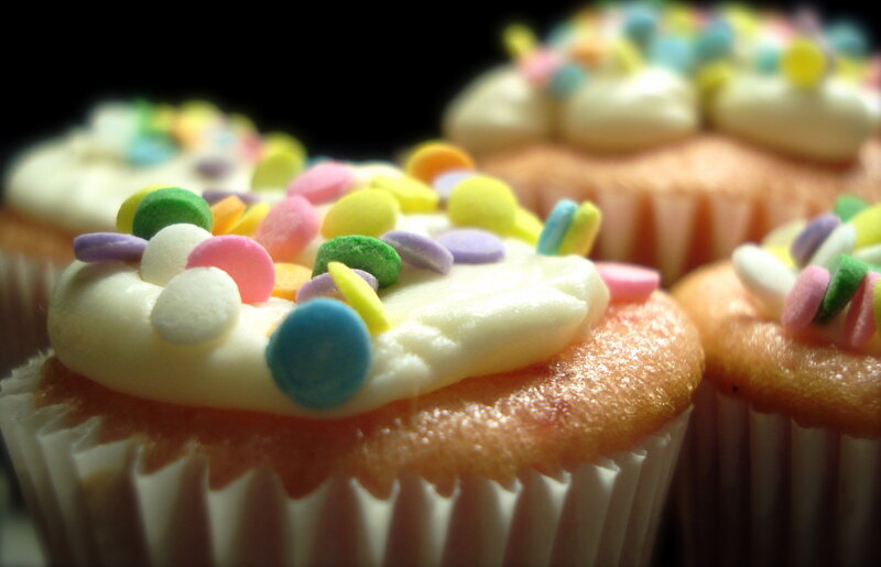 Colorful cupcakes with sprinkles