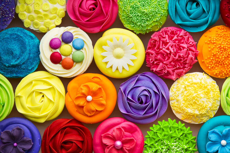 Colorful Cupcakes — Yellow, Vibrant, Photograph