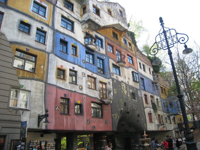 Colorful curved building in Vienna