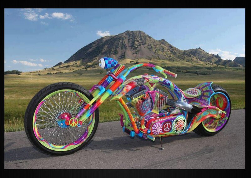 Colorful Custom Motorcycle — Rainbow, Serene