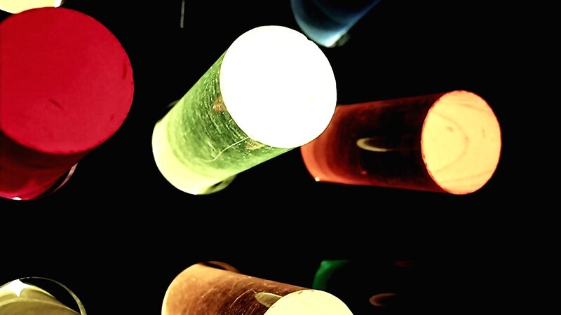 Colorful Cylinders — Red, Dramatic