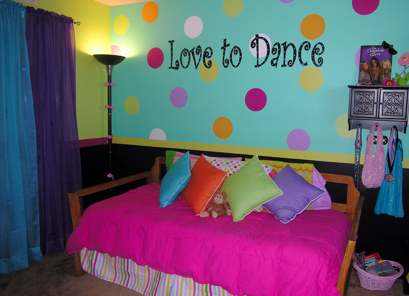 colorful dance-themed bedroom