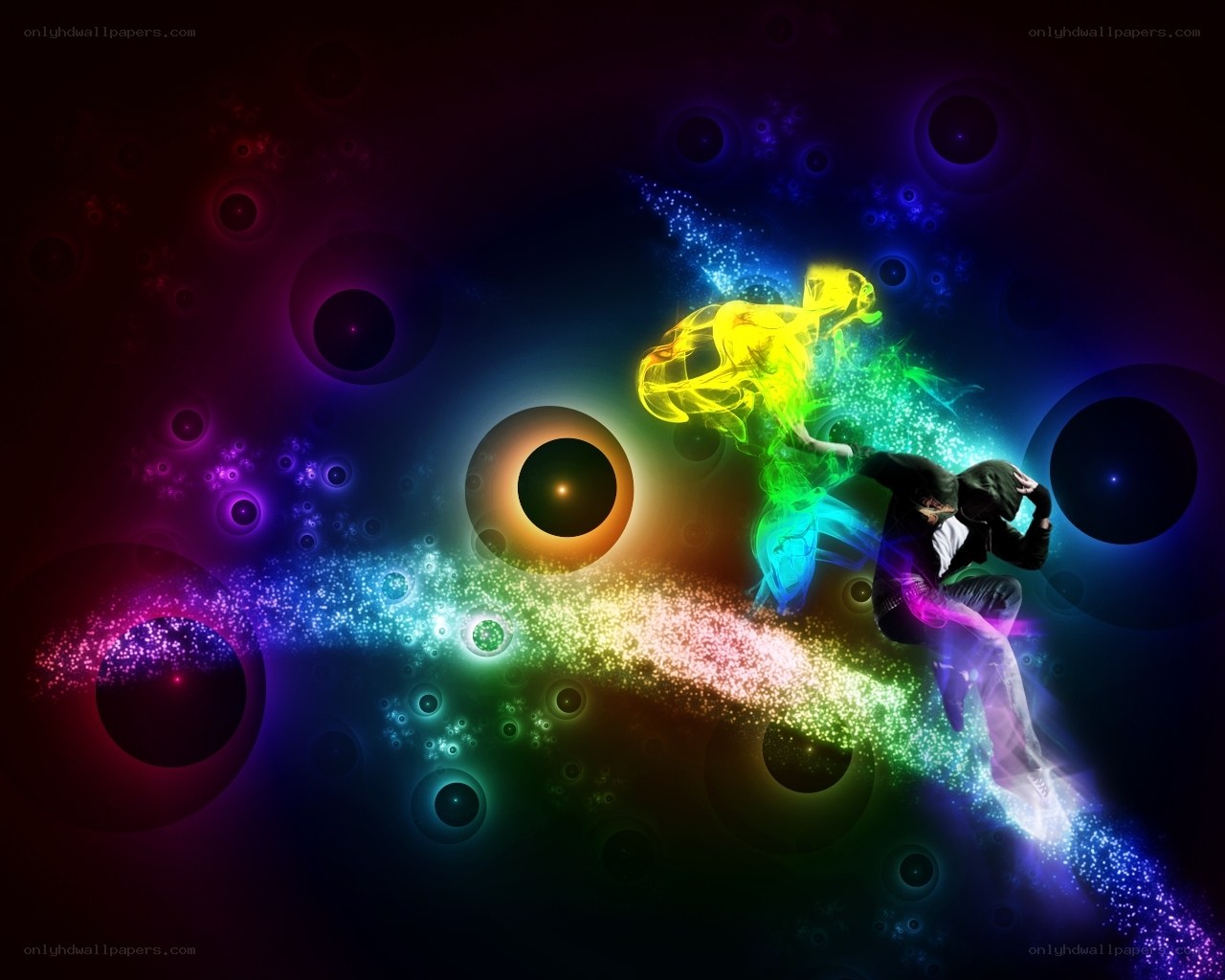 colorful dancer in cosmic space