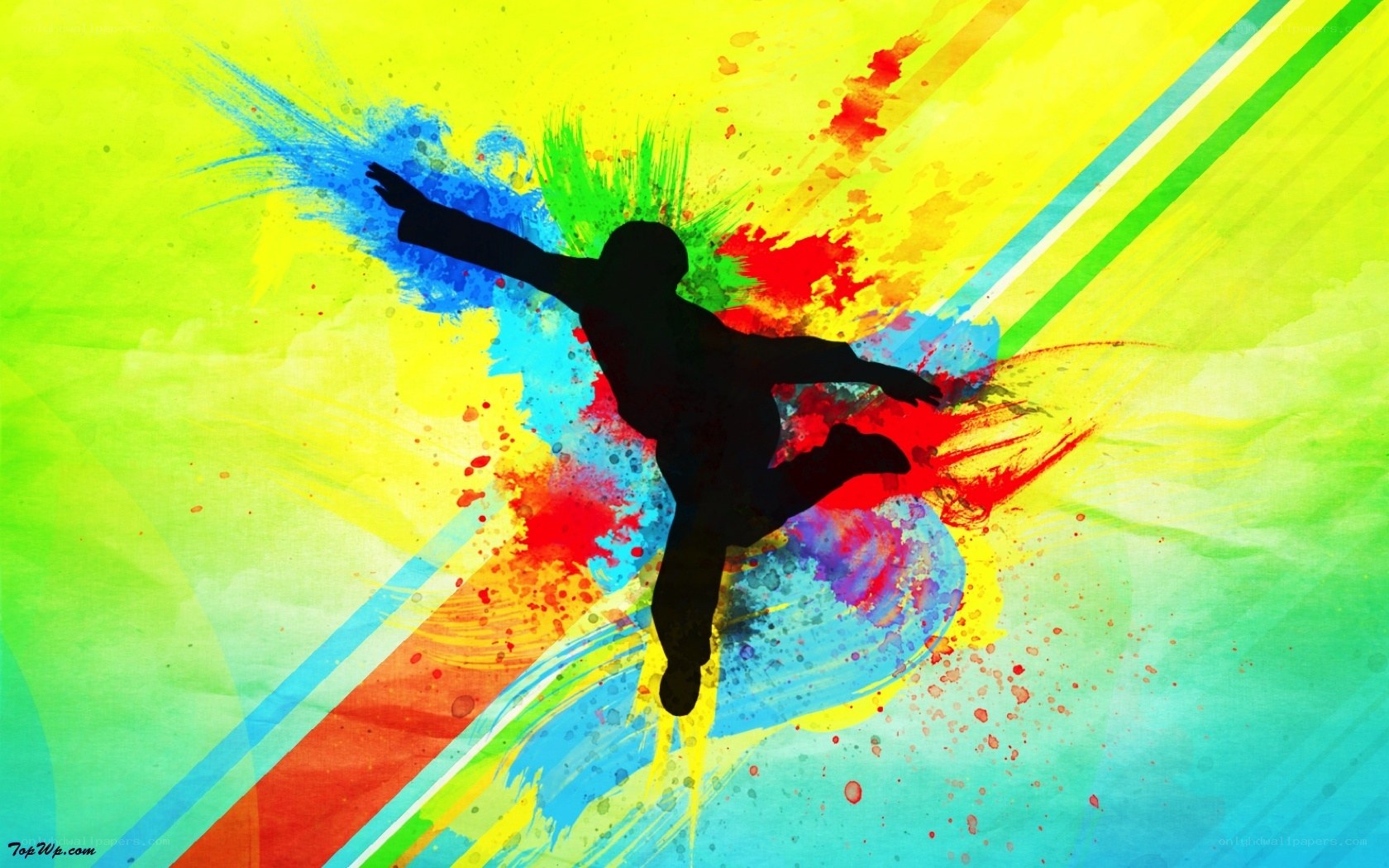 colorful dancer silhouette
