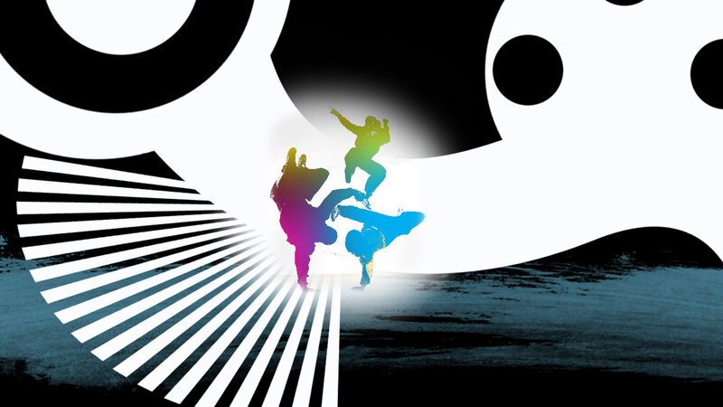 Colorful dancers in abstract art