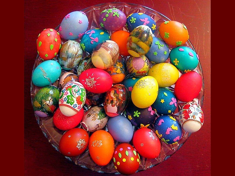 Colorful decorated Easter eggs