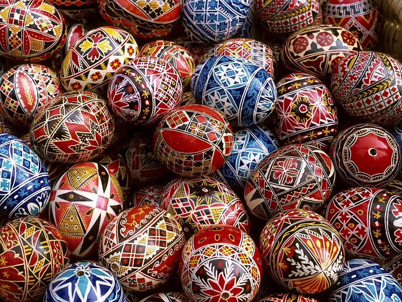 Colorful decorated Easter eggs