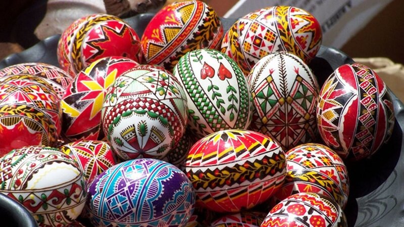 Colorful decorated Easter eggs
